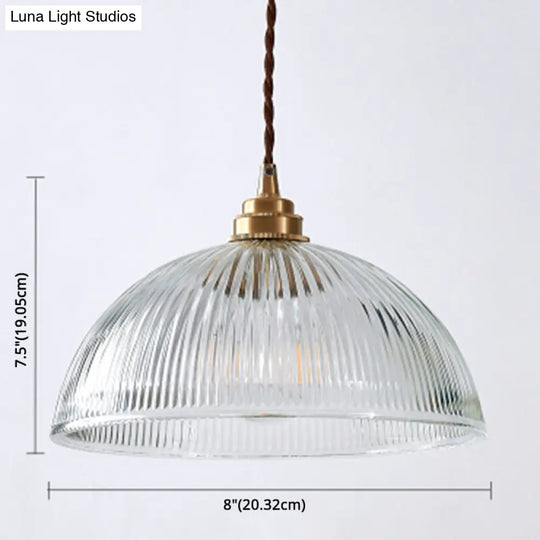 Industrial Retro Prismatic Glass Dome Pendant Light For Living Room