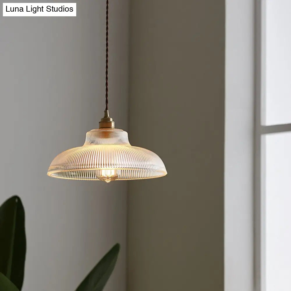 Industrial Retro Prismatic Glass Dome Pendant Light For Living Room