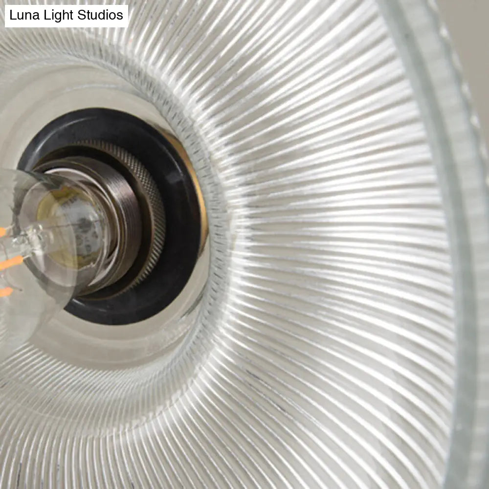 Industrial Retro Prismatic Glass Dome Pendant Light For Living Room