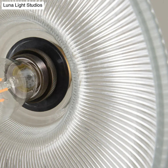 Industrial Retro Prismatic Glass Dome Pendant Light For Living Room