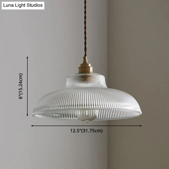 Industrial Retro Prismatic Glass Dome Pendant Light For Living Room