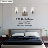 Retro Industrial Style Glass 3-Light Cylinder Vanity Wall Light Fixtures