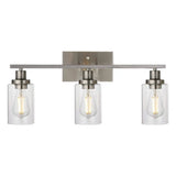 Retro Industrial Style Glass 3-Light Cylinder Vanity Wall Light Fixtures Nickel