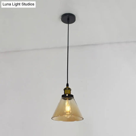 Retro Industrial Style Glass Ceiling Fixture - 1 Light For Restaurants