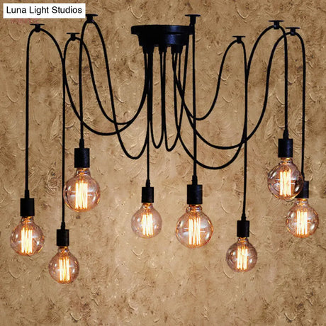 Retro Industrial Style Multi-Head Hanging Light: Spider Shaped Pendant Lamp For Bar