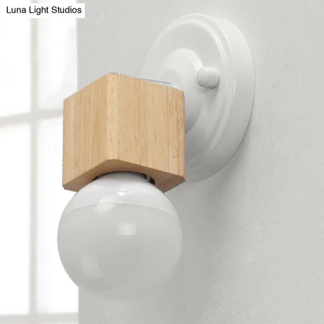 Retro Metal And Wood Exposed Ceiling Mounted Light - White Finish | 1 Head Adjustable Semi Flush