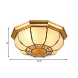 Retro Metal Brass Ceiling Mount Light Fixture - Oval Dining Room Flushmount 3/4/6 Heads 14/18/23.5