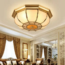Retro Metal Brass Ceiling Mount Light Fixture - Oval Dining Room Flushmount 3/4/6 Heads