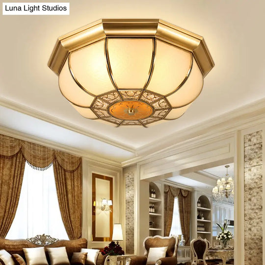 Retro Metal Brass Ceiling Mount Light Fixture - Oval Dining Room Flushmount 3/4/6 Heads