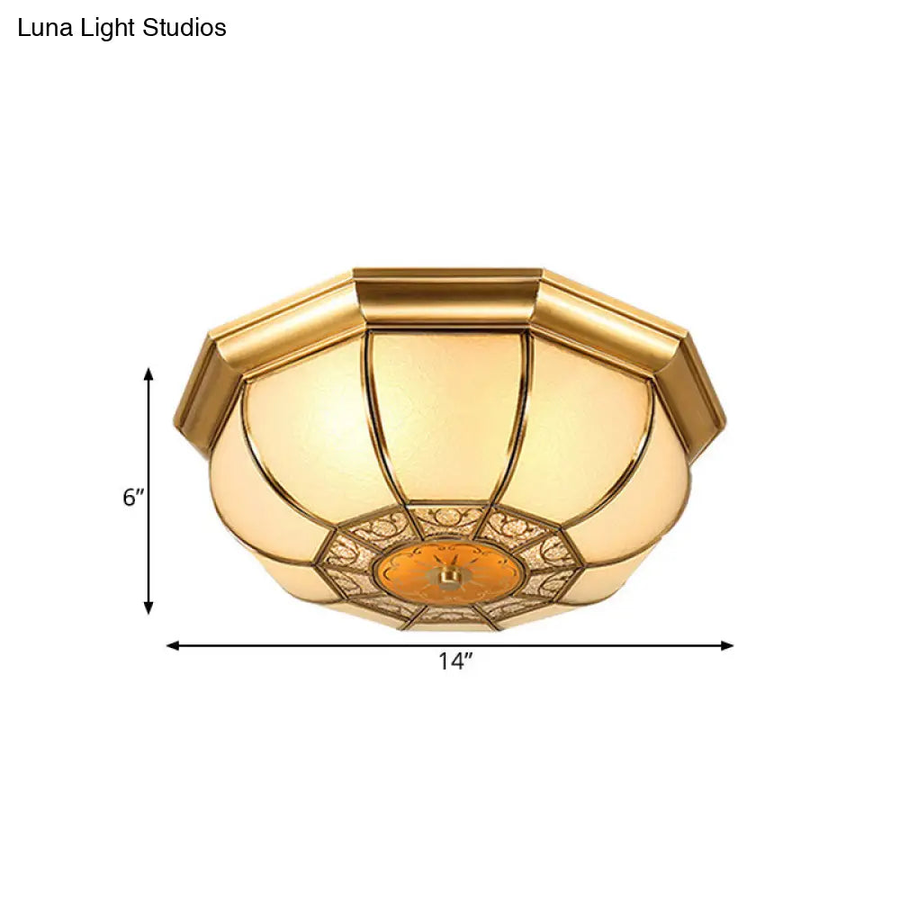Retro Metal Brass Ceiling Mount Light Fixture - Oval Dining Room Flushmount 3/4/6 Heads 14/18/23.5