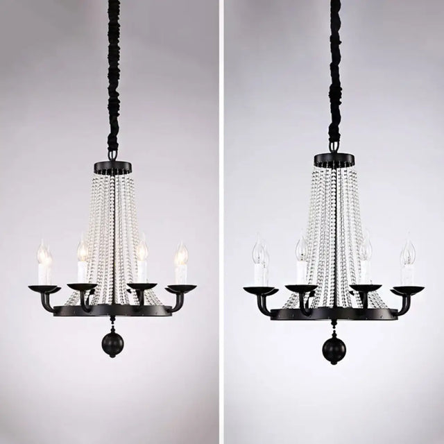 Retro Metal Chandelier Candelabra Ceiling Pendant Light With Crystal Strand - Elegant And Timeless 8