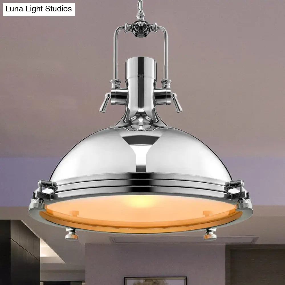 Retro Metal Head Pendant Lighting With Domed Shade - Stylish Dining Table Ceiling Light Fixture In