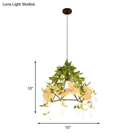 Retro Metal Pendant Light - Cherry Blossom Restaurant Design White Led 1 Head 10’/15’/18’ Width