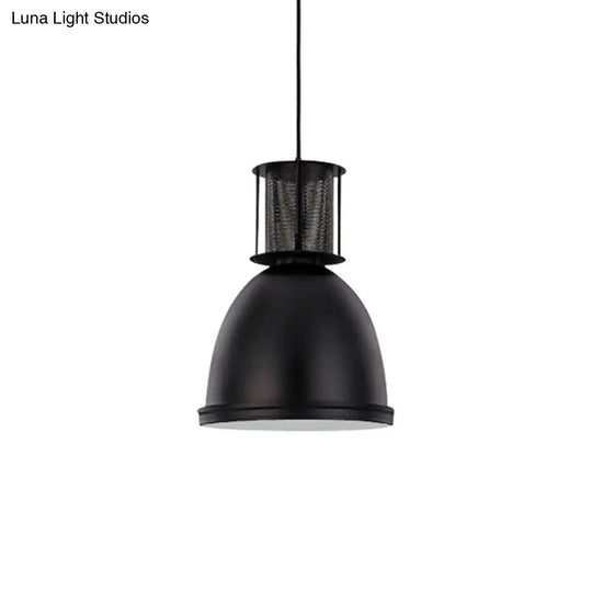 Retro Metallic Black Dome Pendant Light With Mesh Design 7.5’/11’ Width