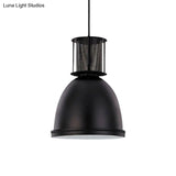 Retro Metallic Black Dome Pendant Light With Mesh Design 7.5’/11’ Width