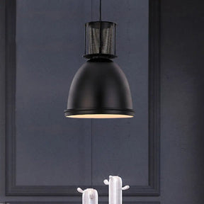 Retro Metallic Black Dome Pendant Light With Mesh Design 7.5’/11’ Width / 7.5’