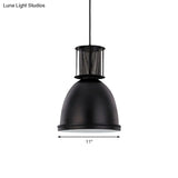 Retro Metallic Black Dome Pendant Light With Mesh Design 7.5’/11’ Width