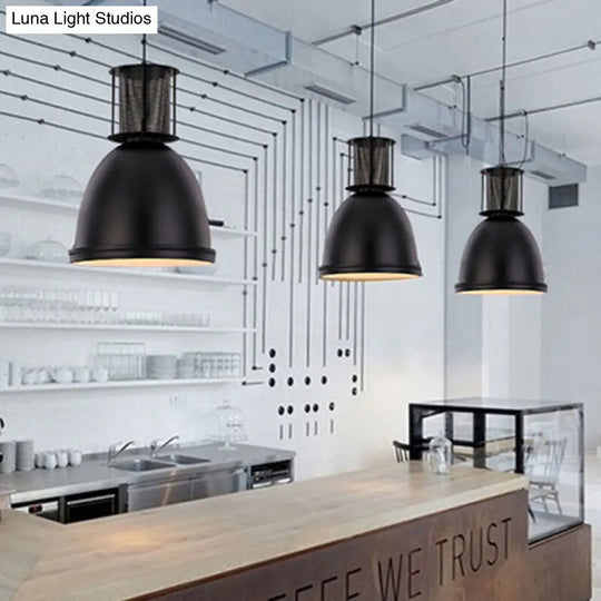 Retro Mesh Dome Pendant Light With Black Metallic Finish - 7.5/11 Width