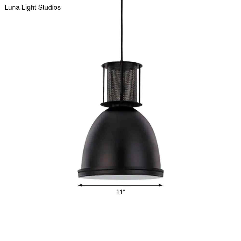 Retro Mesh Dome Pendant Light With Black Metallic Finish - 7.5/11 Width