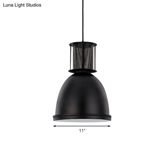 Retro Mesh Dome Pendant Light With Black Metallic Finish - 7.5/11 Width