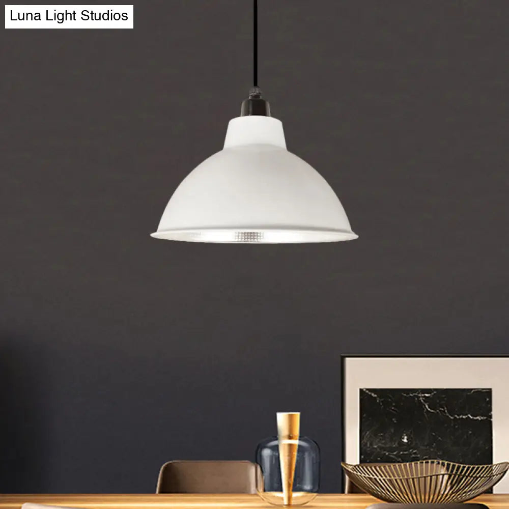 Retro Metallic Hanging Lamp - Stylish 1 Bulb Black/White Ceiling Fixture For Bowl Coffee Shop
