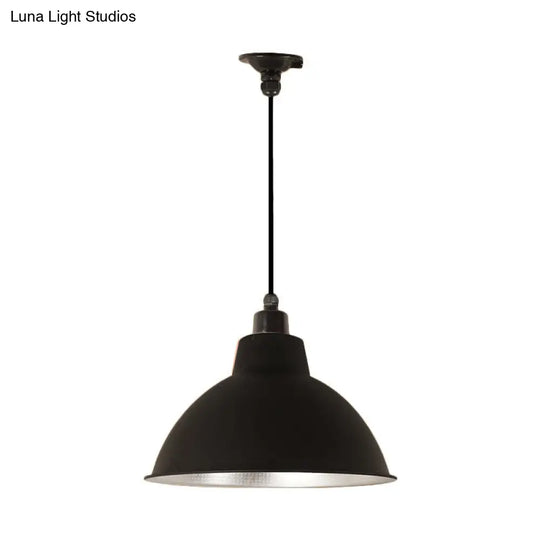 Retro Metallic Hanging Lamp - Stylish 1 Bulb Black/White Ceiling Fixture For Bowl Coffee Shop