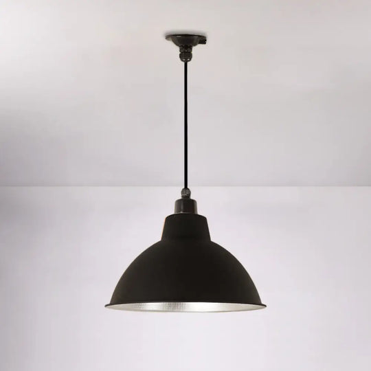 Retro Metallic Hanging Lamp - Stylish 1 Bulb Black/White Ceiling Fixture For Bowl Coffee Shop