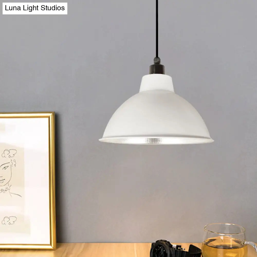 Retro Stylish Metallic Hanging Lamp - Bowl Coffee Shop Ceiling Fixture 1 Bulb Black/White 12/14/16