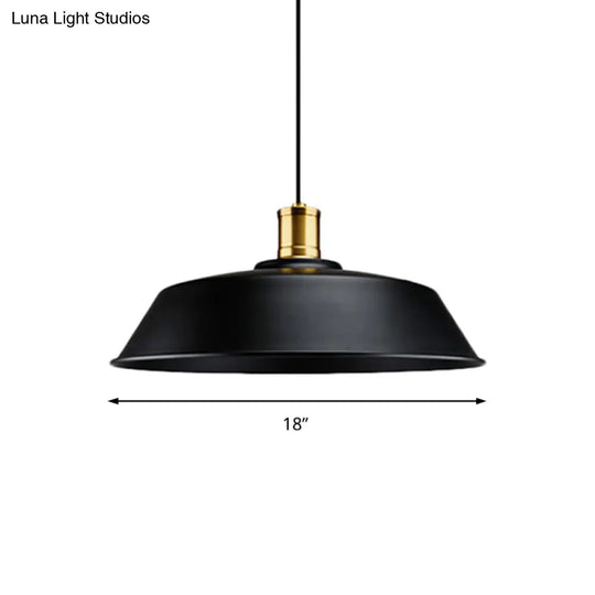 Retro Metallic Pendant Light - Barn Living Room Ceiling Lamp Black Finish 1 10’/14’/18’ Width