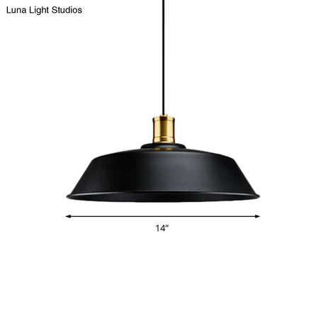 Retro Metallic Pendant Light - Barn Living Room Ceiling Lamp Black Finish 1 10’/14’/18’ Width