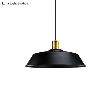 Retro Metallic Pendant Light - Barn Living Room Ceiling Lamp Black Finish 1 10’/14’/18’ Width