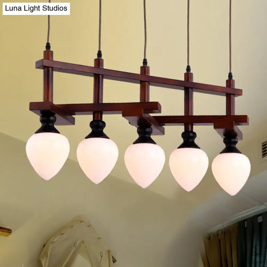 Retro Opal Glass Cluster Pendant Light With Brown Pear Suspension Lamp