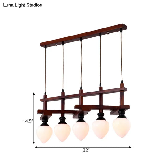 Retro Opal Glass Cluster Pendant Light With Brown Pear Suspension Lamp