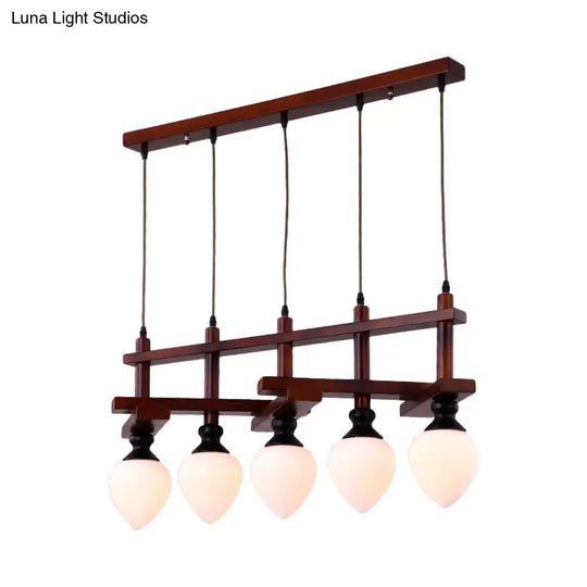 Retro Opal Glass Cluster Pendant Light With Brown Pear Suspension Lamp