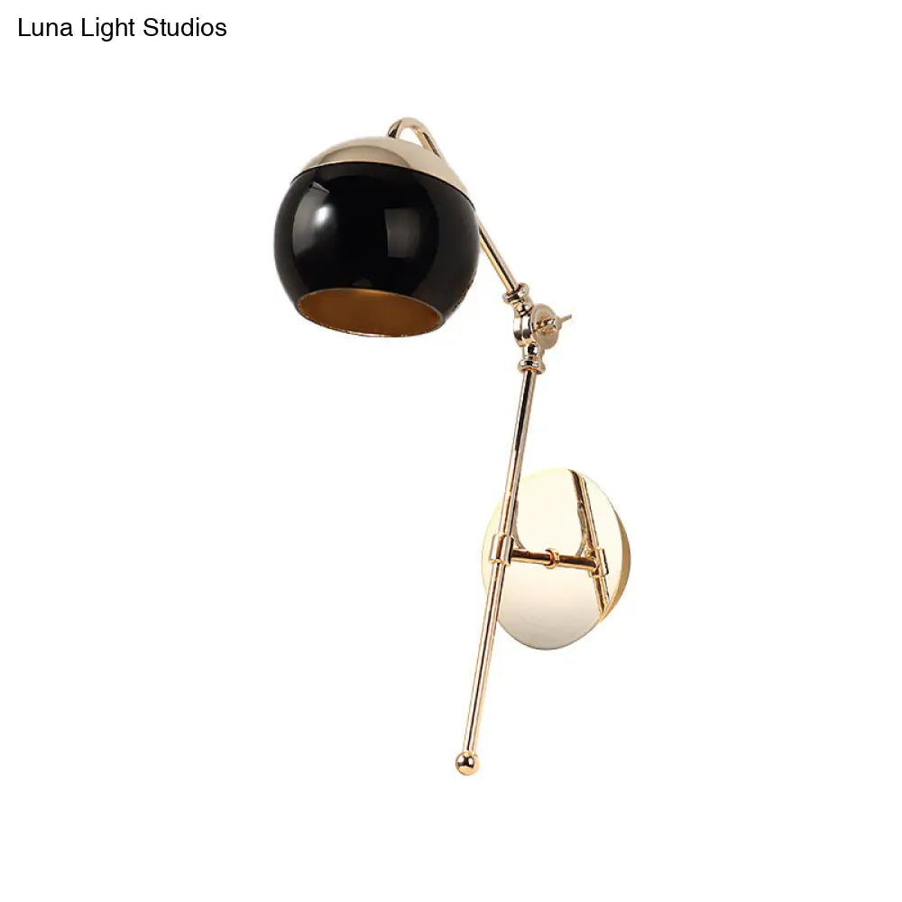 Retro Orb Metal Wall Sconce Light With Swing Arm In Black Kitchen Lighting