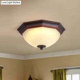 Retro Prismatic White Glass Octagon Flush Mount Ceiling Light - 3 - Light Black