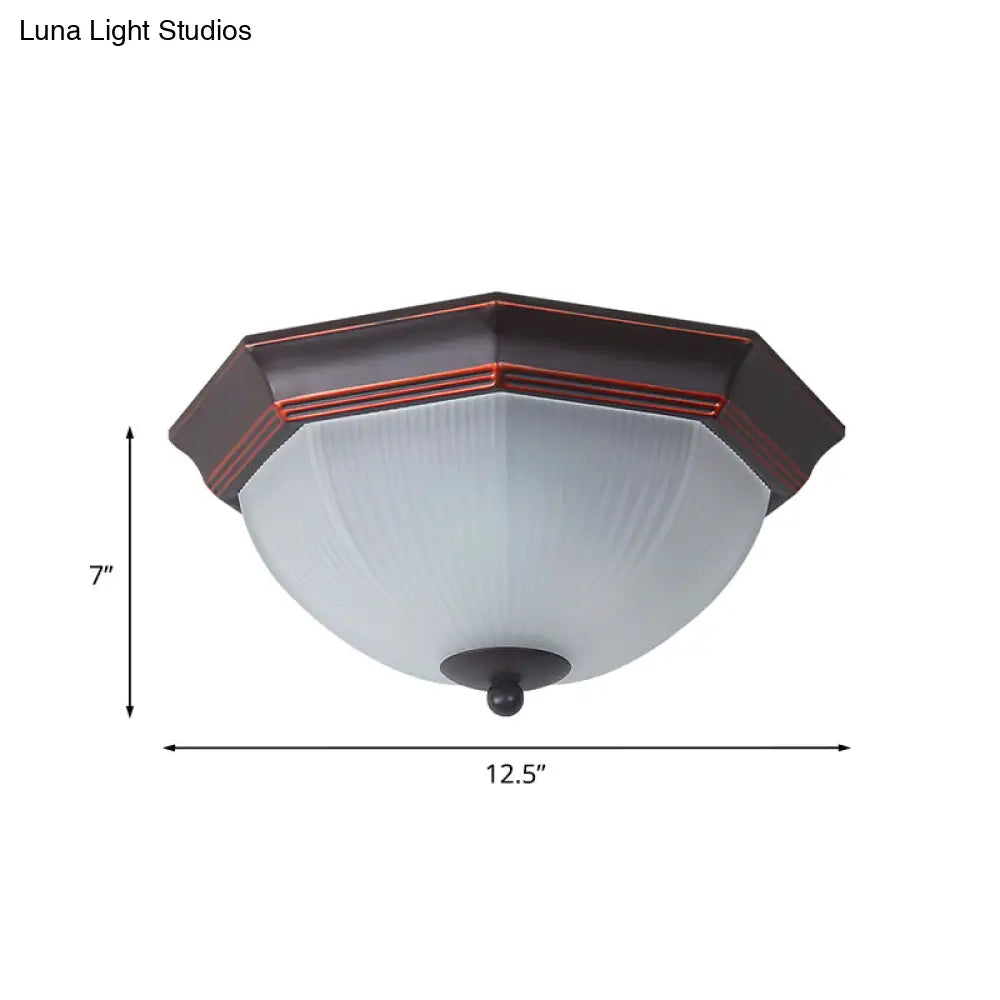 Retro Prismatic White Glass Octagon Flush Mount Ceiling Light - 3 - Light Black