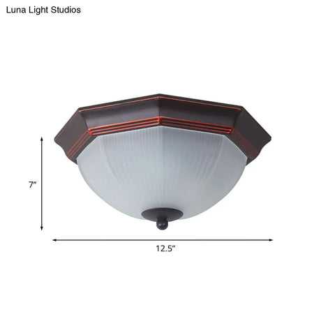 Retro Prismatic White Glass Octagon Flush Mount Ceiling Light - 3 - Light Black