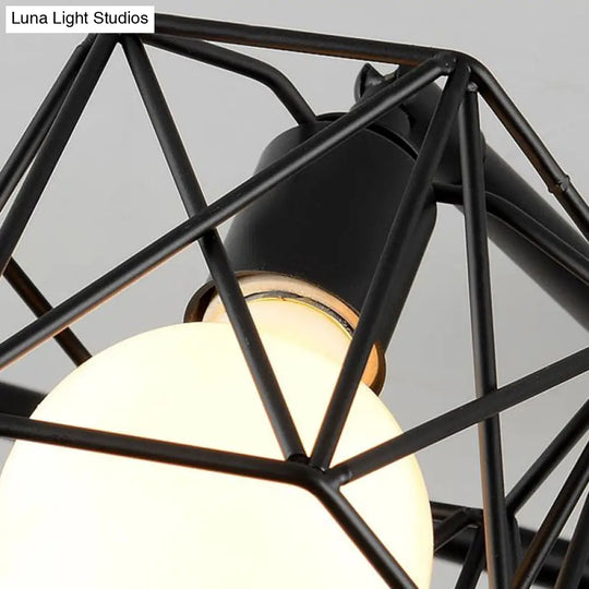 Retro Radial Iron Pendant Light With 8 Bulbs For Barbershop In Black