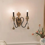 Retro Resin Candelabra Wall Lamp With Curved Arm In Black-Gold For Living Room 2 /