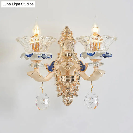 Retro Ribbed Glass Suspension Light With Crystal Draping In White - Perfect For Living Rooms