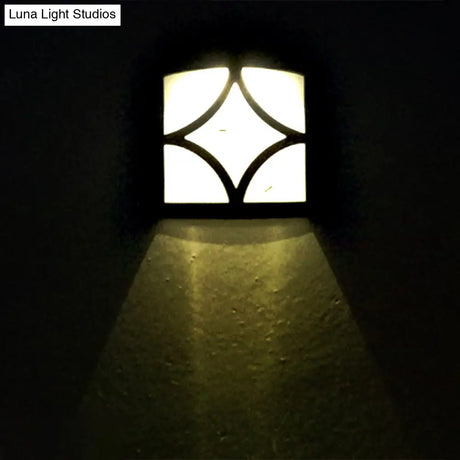 Retro Semi-Cylinder Flush Wall Sconce With Rhombus/Rectangle/Trellis Cage - Black