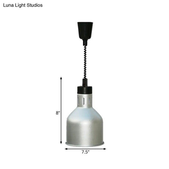 Retro Silver Bedroom Ceiling Pendant Light With Barn Shade And Extendable Arm