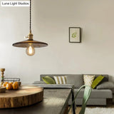 Retro Style Amber Glass Flared Pendant Ceiling Light For Restaurants (1 Head)