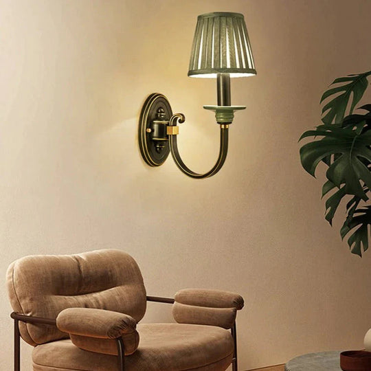Lampe de chevet de chambre à coucher de style rétro Applique murale en cuivre 
