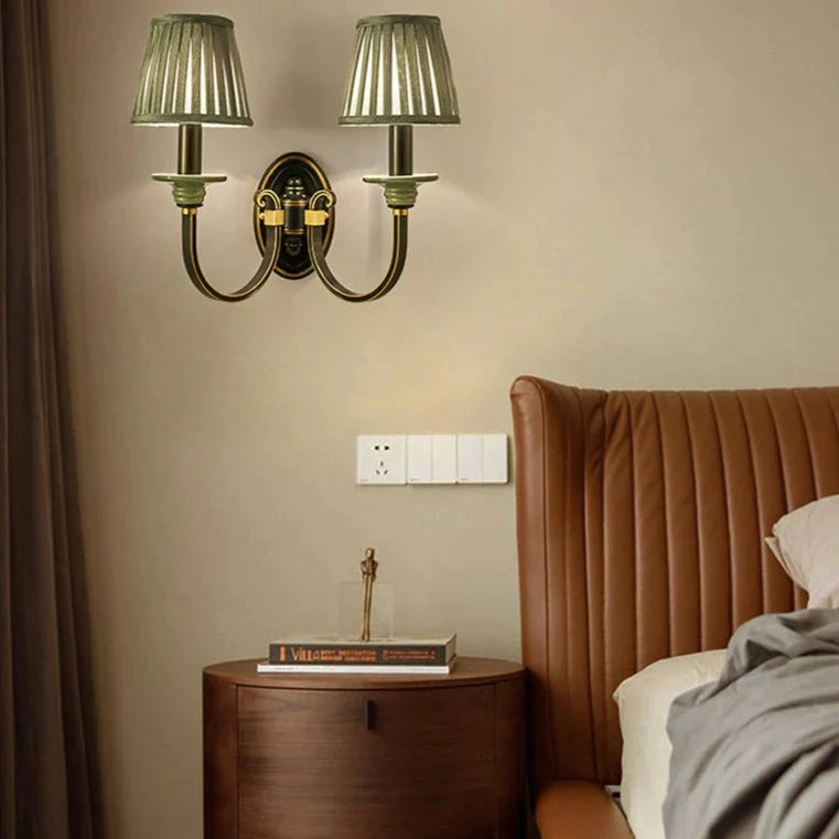 Lampe de chevet de chambre à coucher de style rétro Applique murale en cuivre 