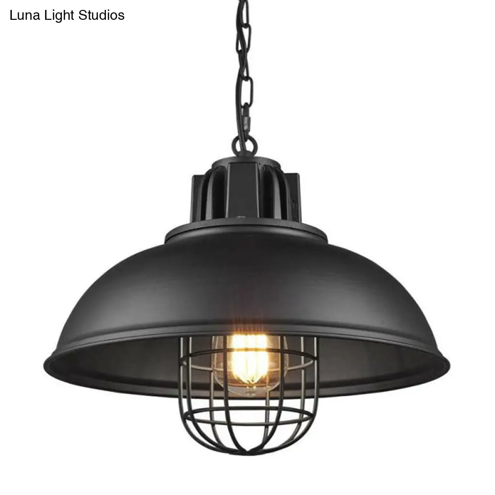 Retro Style Metal Pendant Ceiling Light In Black With Head Suspension And Pot Cover- 1