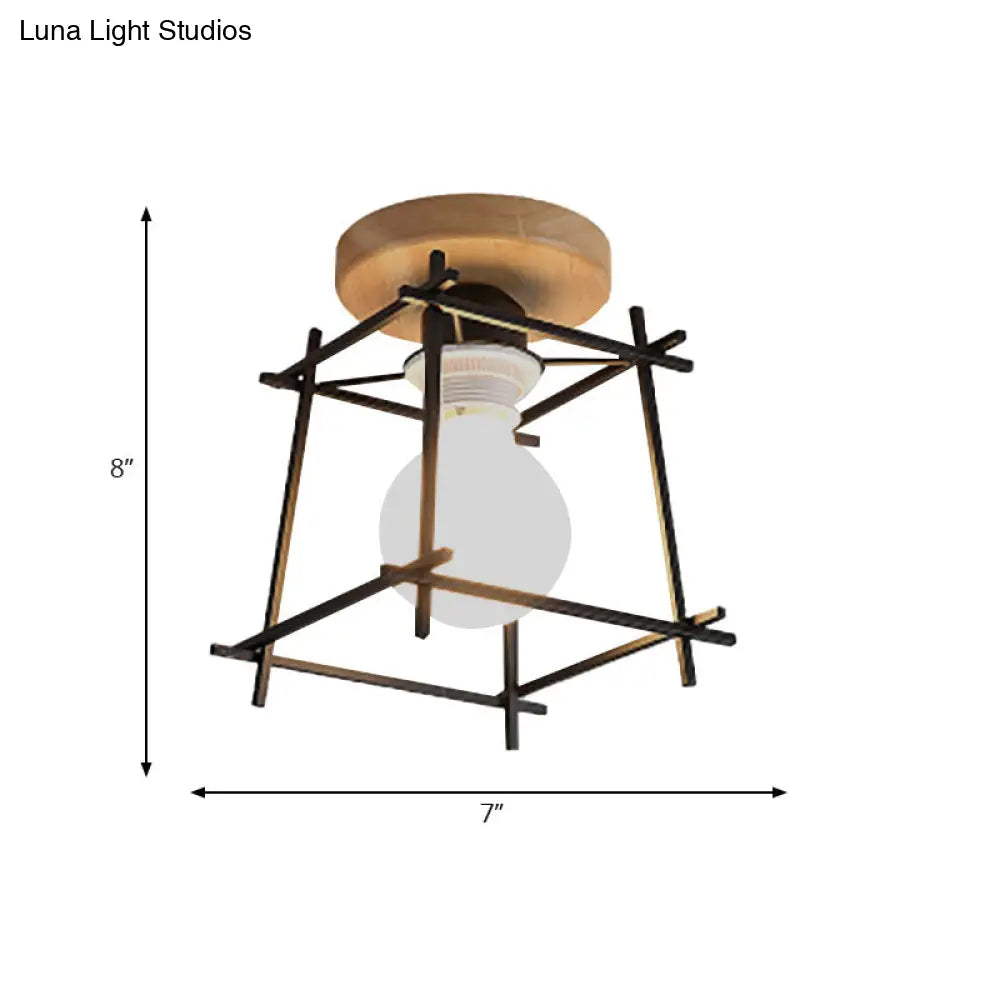 Retro Style Black/White Ceiling Light With Rotatable Semi Flush Mount