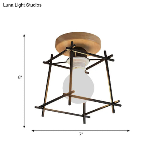 Retro Style Black/White Ceiling Light With Rotatable Semi Flush Mount