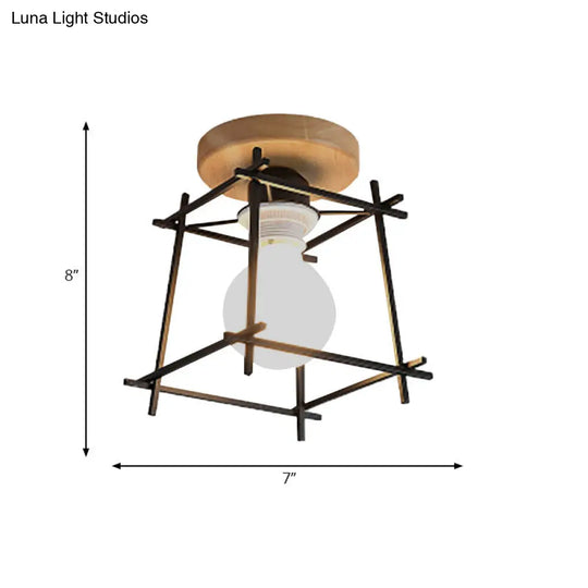 Retro Style Black/White Ceiling Light With Rotatable Semi Flush Mount
